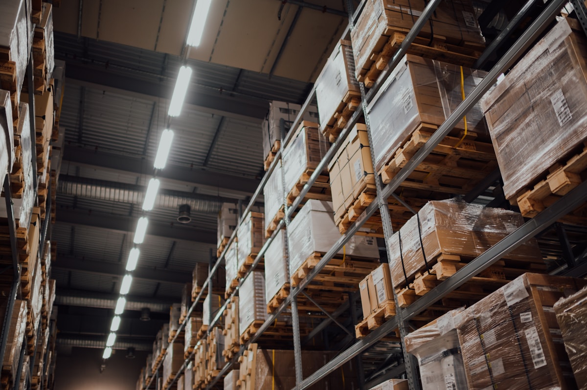 Warehouse pallets and shelving
